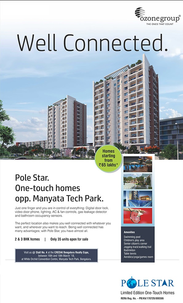 Book one-touch homes starting from Rs. 65 Lakhs at Ozone Pole Star in Bangalore Update